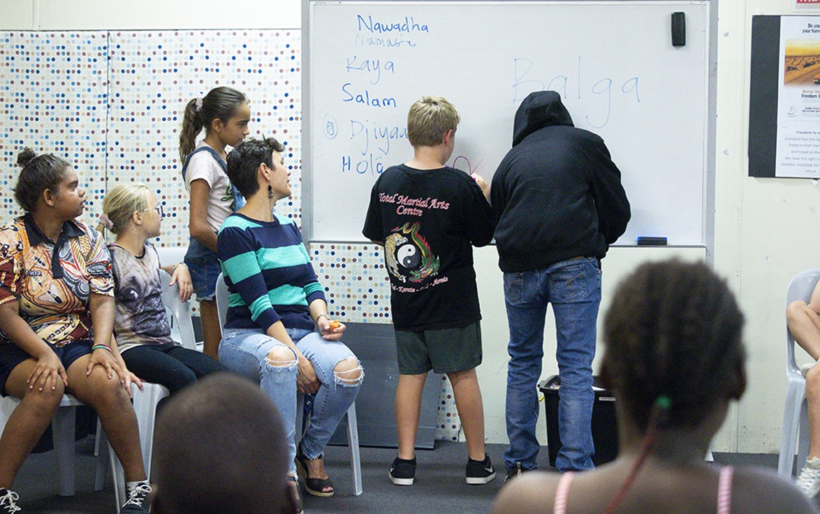 Image of people participating in Noongar language workshop
